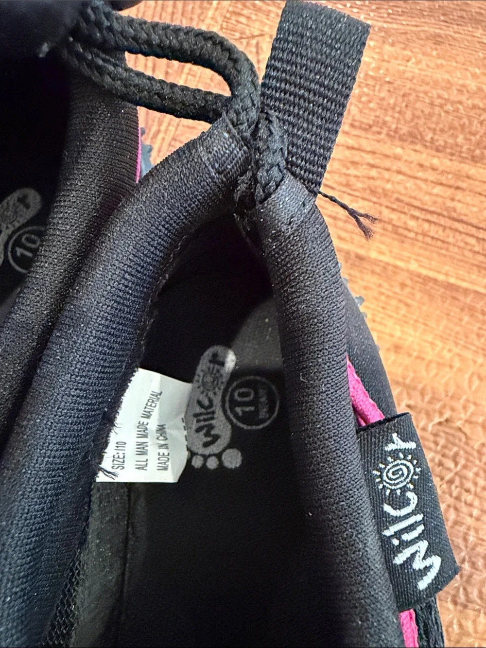 Kids Black Water Shoes with Pink Accents - Size 10
